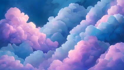 Wall Mural - dreamy blue and purple cloudscape illustration