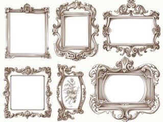 Picture Frame Doodle. Vintage Retro Border Collection in Abstract Background