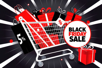 A bright Black Friday banner with big discounts and attractive offers, evoking the excitement of shopping and bargain purchases