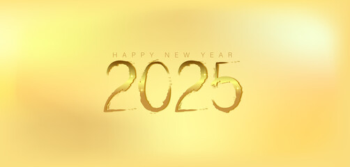 Wall Mural - A festive gold background featuring elegant golden numbers celebrating the arrival of the New Year 2025