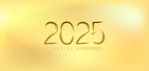 Wall Mural - A festive gold background featuring elegant golden numbers celebrating the arrival of the New Year 2025