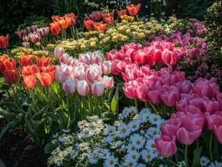 2408 52.a beautifully landscaped english garden showcasing flower beds filled with a diverse array o