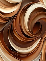 Aufkleber - An intricate pattern of overlapping coffee cup rings forms a dynamic design with rich shades of brown, showcasing fluid shapes and textures. Generative AI