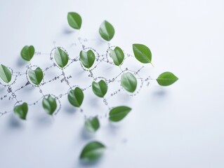 2408 187.a green plant with a biochemistry structure overlaid on a white background, symbolizing the