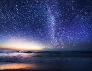 Beautiful starry sky over sea at night