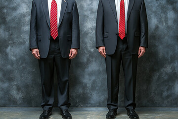 US presidential election concept. Two men in business suits against a concrete wall. Generative AI