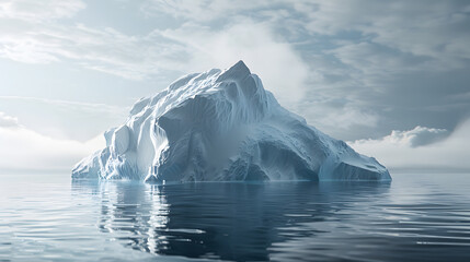 A huge iceberg or glacier in Arctic or Antarctic waters. AI generated art