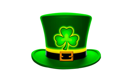 Green hat and clover on transparent background for St. Patrick's Day.