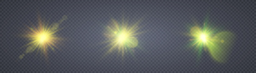 Leinwandbilder - Bright yellow light effects set. Futuristic glow effect for game interface design.