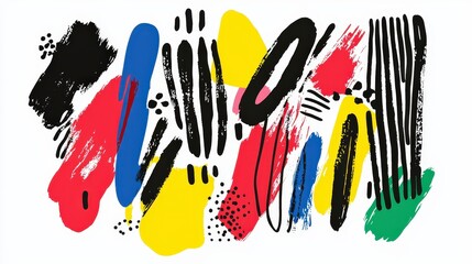 Poster - Abstract colorful brush strokes in a vibrant modern art composition