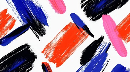 Poster - Colorful abstract brushstrokes pattern with red, blue, black, and pink accents