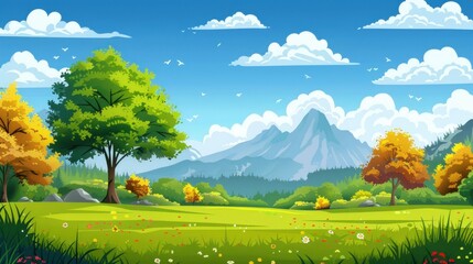 Wall Mural - Mountain Meadow with Spring Flowers