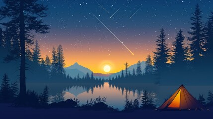 Wall Mural - Campsite Under a Starry Sky