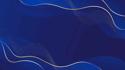 Wall Mural - Abstract blue luxury background with gold lines. Elegant wave modern wallpaper. Template banner background for sales, ads, events, awards, web, pages, and others