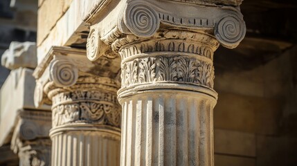 Wall Mural - ancient greek architecture featured iconic columns with distinct styles: doric, ionic, and corinthia