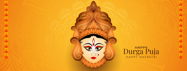 Happy Durga puja and Navratri Indian festival decorative elegant banner design