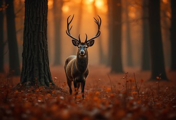 Wall Mural - Portrait of a deer in an autumn forest