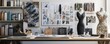 © hameed - Home office with a luxury fashion designer's studio theme, featuring elegant mannequins, high-end fabric samples, and stylish mood boards Chic and inspiring