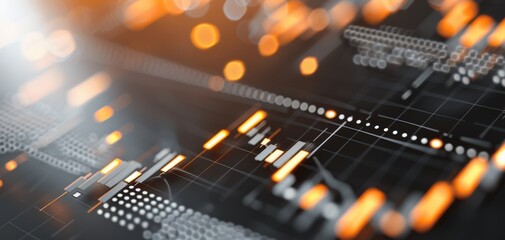Aufkleber - Close-up of a digital interface with vibrant lights and data visualizations, representing modern technology and innovation in a sleek and abstract design.