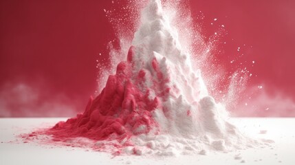 Canvas Print - Abstract Powder Mountain with Red and White Colors