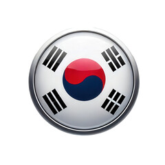 Round South Korean flag button with metallic rim design