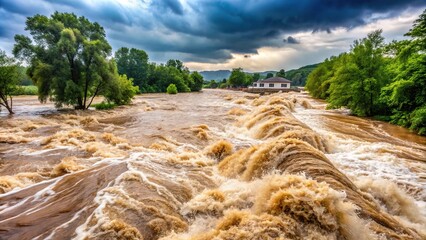 Flooded houses after heavy rain