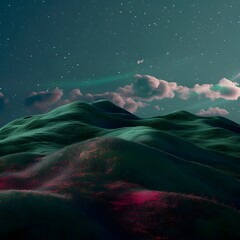 Wall Mural - green hills and an extraordinary sunset