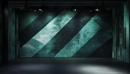 Wall Mural - Modern Minimalist Stage with Diagonal Stripes