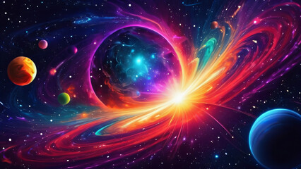 Colorful abstract wallpaper texture background illustration, Universe and time travel between stars and planets