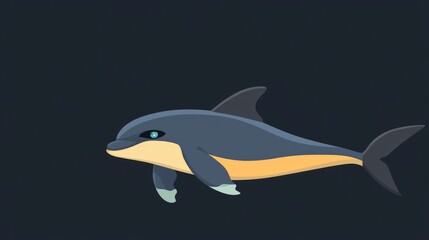 Cartoon Dolphin Swimming in the Ocean