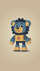 Wall Mural - Cute Robot Lion Cartoon Character Illustration