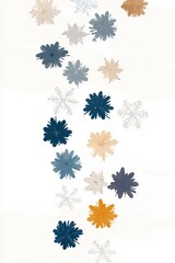 Wall Mural - Abstract Winter Snowflake Pattern in Blue, Beige, and Gold