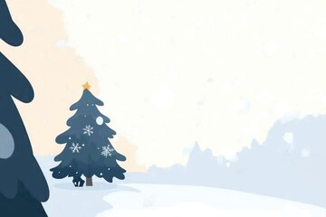 Wall Mural - Festive Christmas Tree in Winter Wonderland