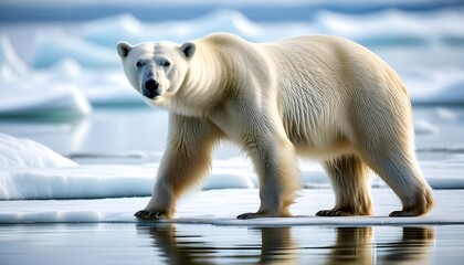 Wall Mural - Majestic polar bear roaming through the Arctic wilderness