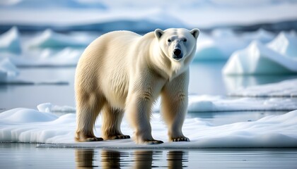 Wall Mural - Majestic polar bear roaming through the Arctic wilderness