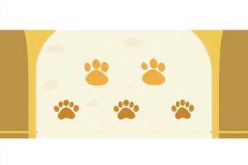 Sticker - Dog Paw Prints on Yellow Background