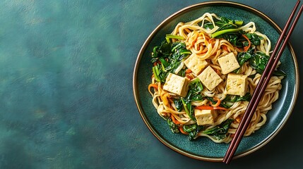 Tofu Noodles With Spinach and Carrots