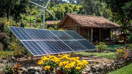 Solar and wind farms powering urban infrastructure showing renewable energy efforts as part of a global clean air initiative