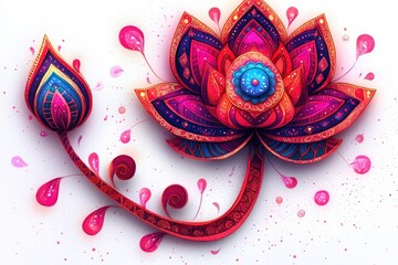 Sticker - Ornate Lotus Flower in Vibrant Colors