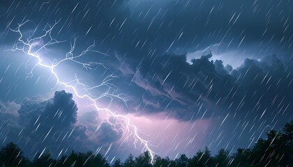 Dynamic thunderstorm icon representing three-dimensional natural weather elements with thunder and lightning effects