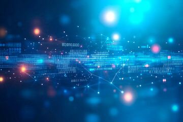 Wall Mural - abstract data flow with binary code and network connections