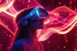 © Javid - Futuristic cyber world with VR headset and Video Game. AI generated image