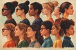 © Leo Rohmann - Group of diverse people in profile symbolizing individuality unity and diversity in a vibrant modern illustration with soft colors and clean lines