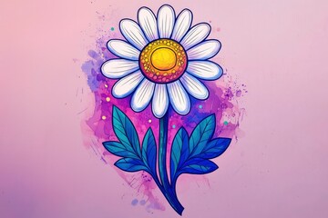 Wall Mural - Watercolor Daisy Flower Illustration