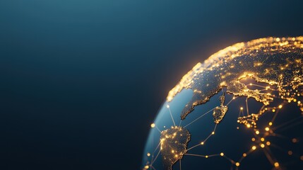 Wall Mural - a glowing globe with internet cables connecting continents, emphasizing the global reach and interco