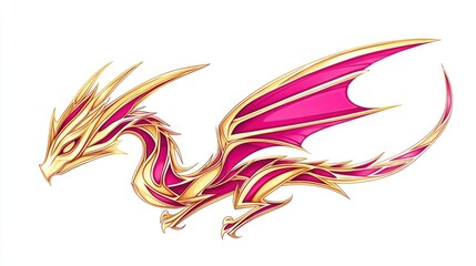 Canvas Print - Gold and Pink Dragon Illustration