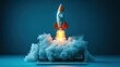 © Johannes - startup growth Rocket Takes off From the Laptop