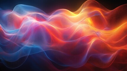 Wall Mural - Abstract wave background with blue and orange glow on a dark background.