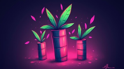 Poster - Neon Jungle Plants