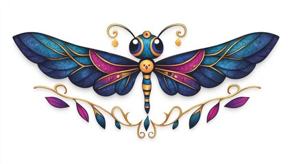 Wall Mural - Ornamental Dragonfly Illustration